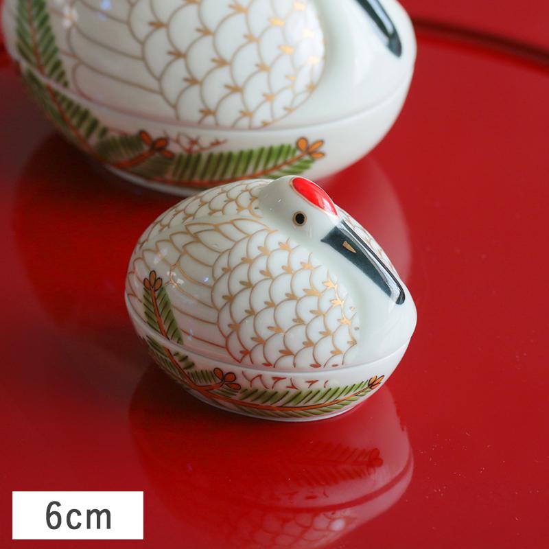 錦 巣ごもり鶴 金彩羽 蓋付き珍味鉢 (小) 6cm 有田焼 幸楽窯 // 和食器