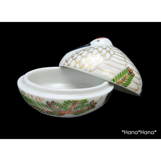 錦 巣ごもり鶴 金彩羽 蓋付き珍味鉢 (小) 6cm 有田焼 幸楽窯 // 和食器