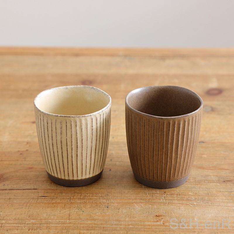 波佐見焼 ゆのみ 湯呑み ペア セット 瑞幸窯 しのぎ 夫婦湯のみ