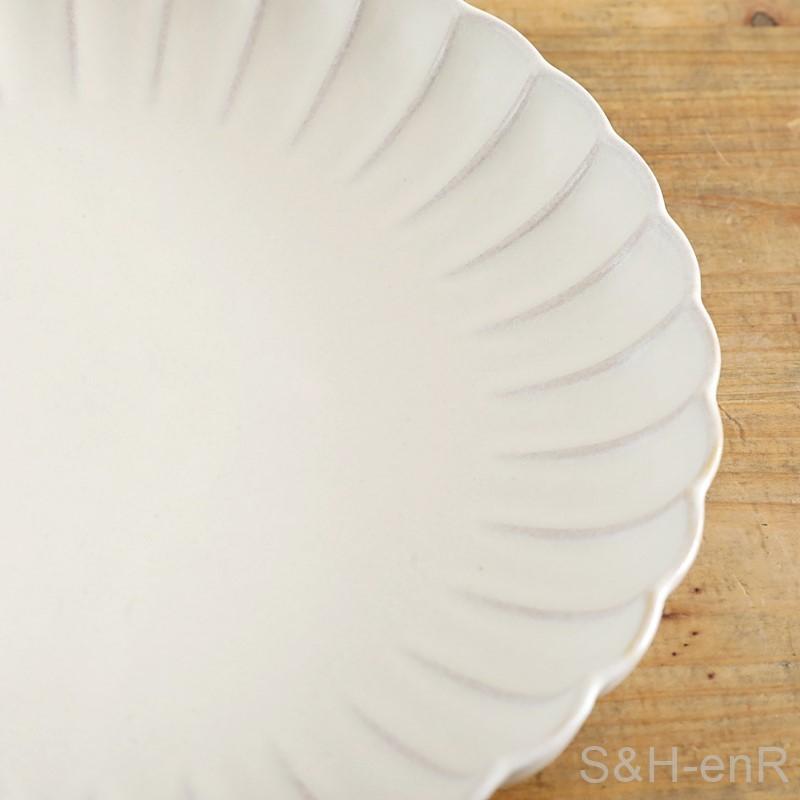 瀬戸焼 7寸皿 菊紋 白 陶器 お皿 菊皿 大皿 プレート かわいい