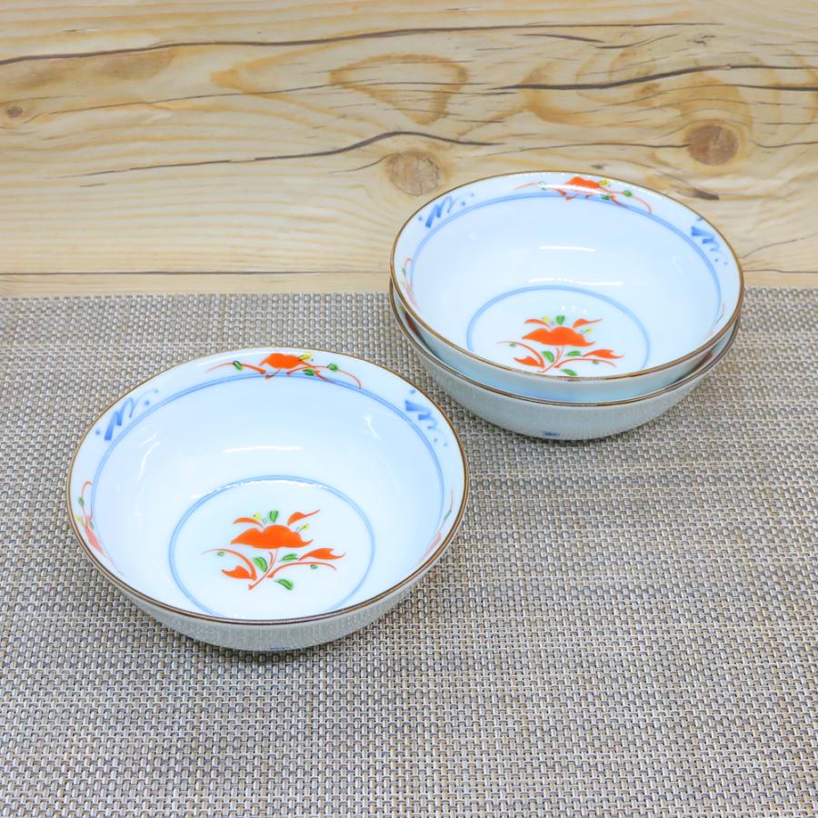 小鉢 美濃焼 染赤絵4寸鉢（3枚セット） 軽い 軽量 取鉢 取皿 ボウル