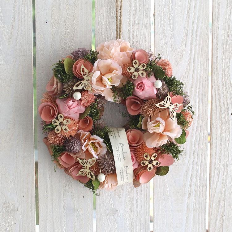 flower ドライフラワー リース PINK＆RED【春の花畑 4329-B】 Φ235mm