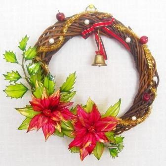アメリカンフラワーのポインセチアのクリスマスリース10P16Nov09 : 花