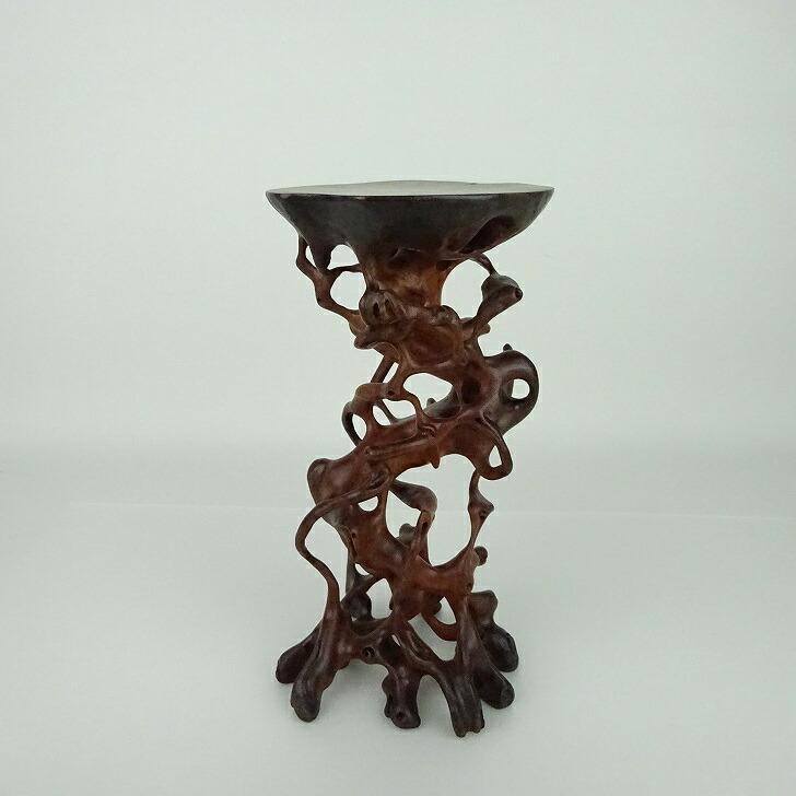 中古】花台 根卓 高さ 約 22.5cm 飾台 置き物台 花飾 木製 小品卓 盆栽