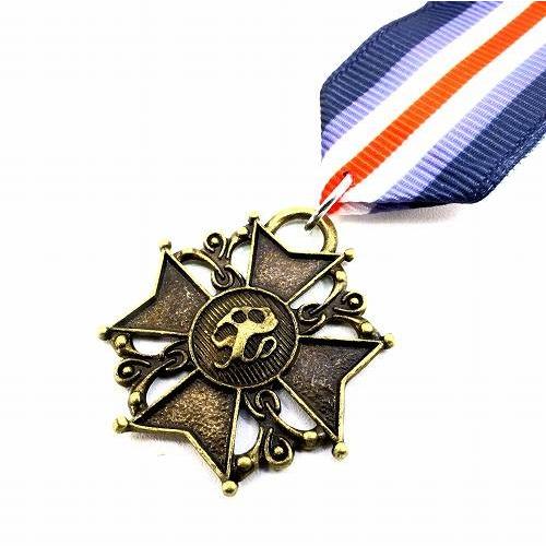 バッジ ミリタリー 勲章 青 赤 白 太陽 cr3 勲章バッジ ワッペン風 WP