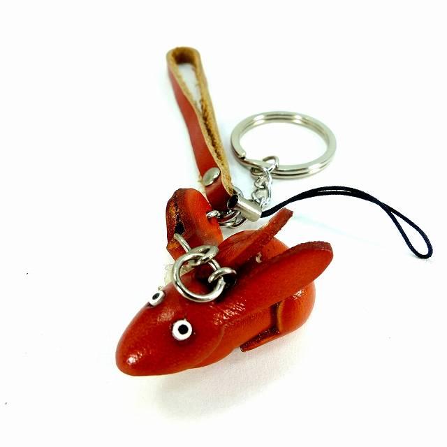 キーホルダー 牛革 本革 レザー ウサギ 兎 手作り ハンドメイド A