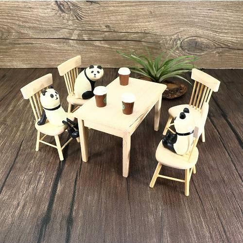 ミニチュア家具セット 木製 テーブルと椅子4個セット 木目 ナチュラル