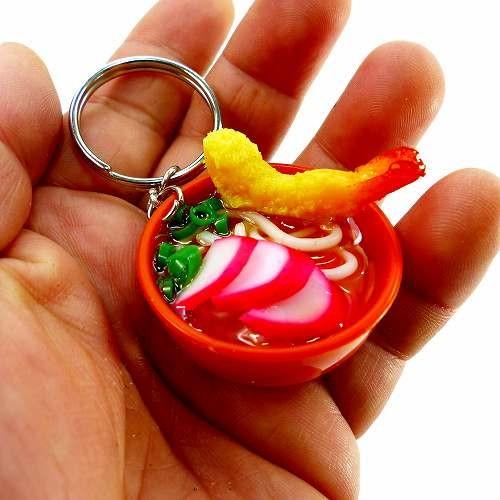 食品サンプルキーホルダー 天ぷらうどん 茶丼 GS-041 グルメ