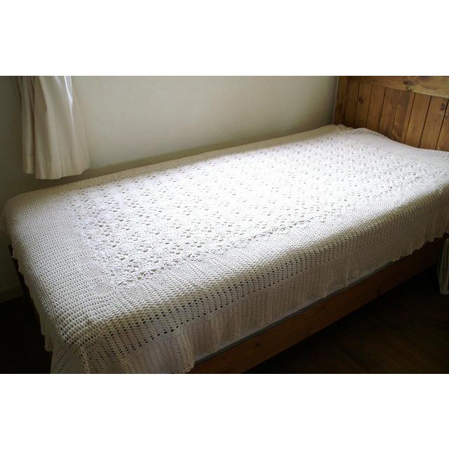 クロシェマルチカバー 140×200 手編みレース ベットカバー ソファ