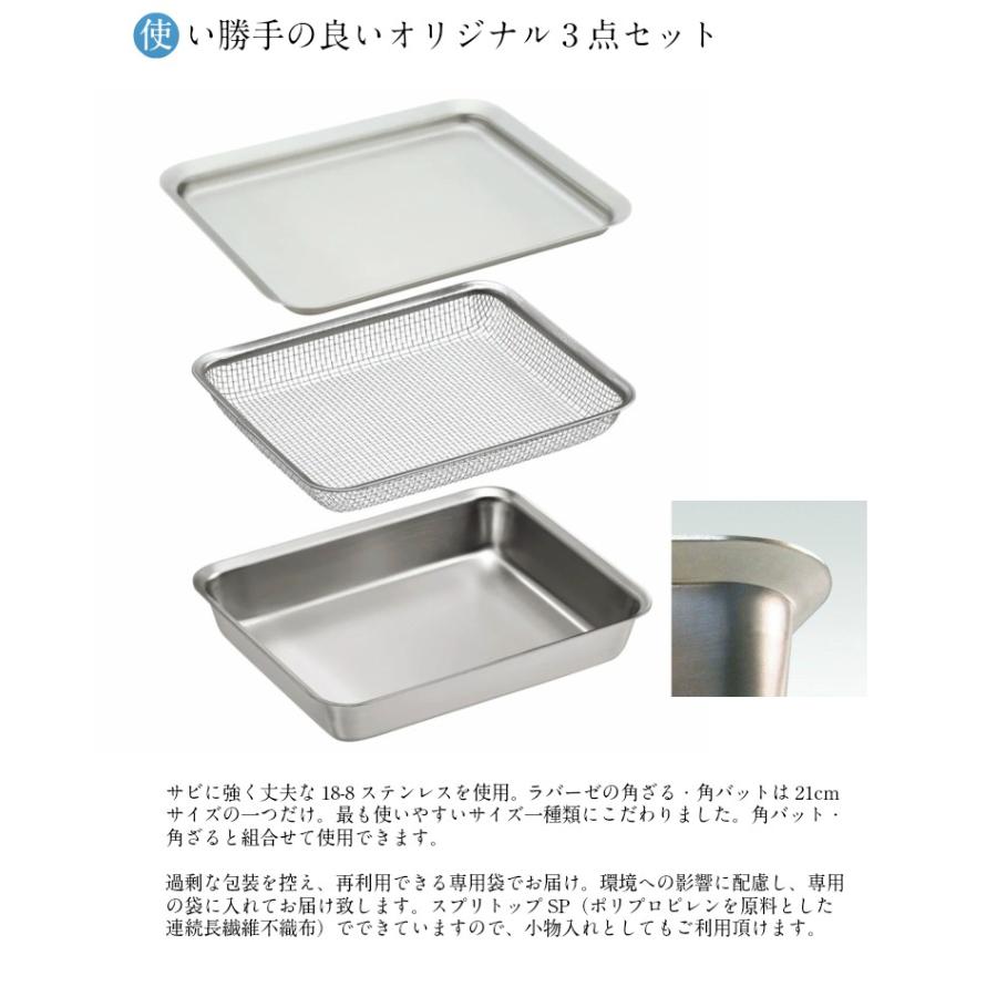 la base（ラバーゼ） 有元葉子 ステンレス 角型 バット・ざる