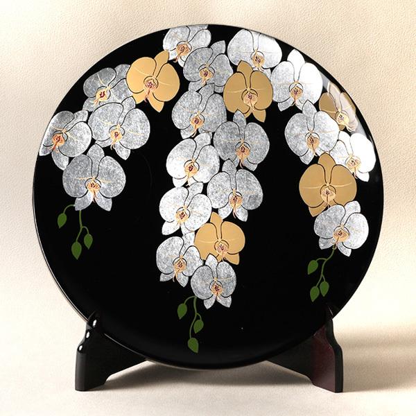 山田平安堂 飾皿 胡蝶蘭 開店祝い／開業祝い／周年祝い : 漆器 山田