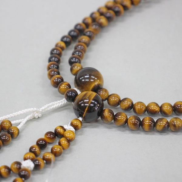 虎目石（タイガーアイ） 8寸/尺/尺2 正絹房 天然石念珠 京念珠 創価