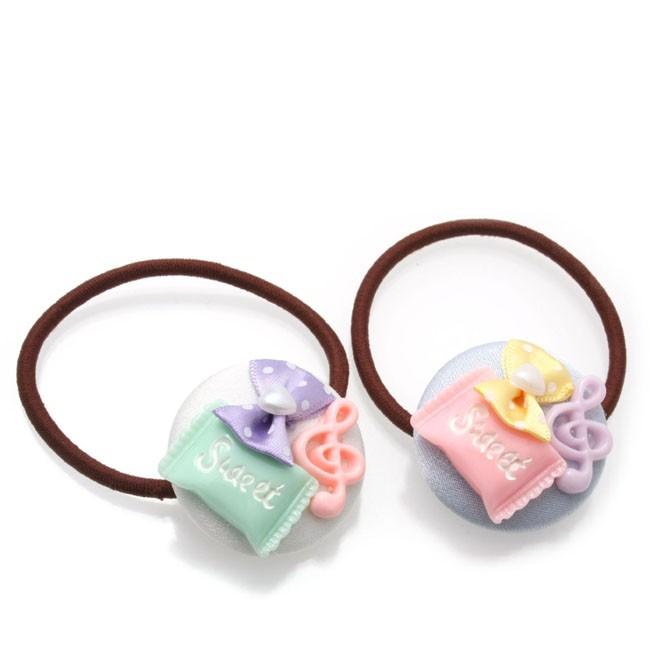 ヘアゴム くるみボタン スイーツ リボン I72- 子供 ドラジェカラー