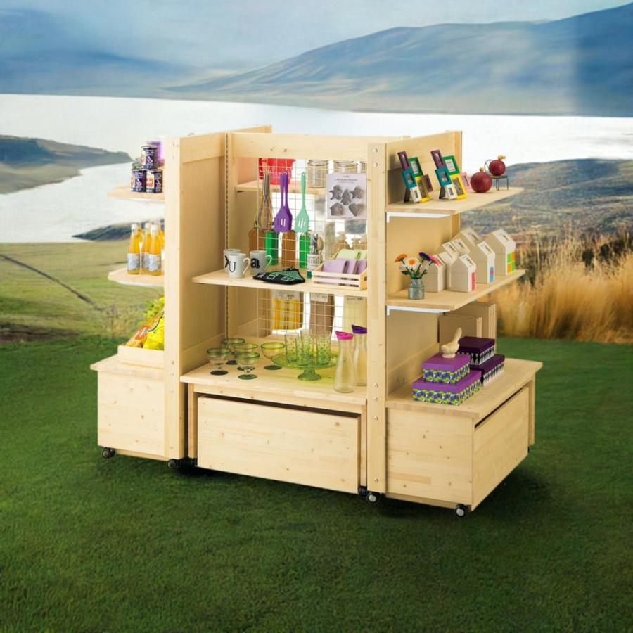 ゴンドラ 陳列棚 天然木製 商品ディスプレイ ワゴン 販売台