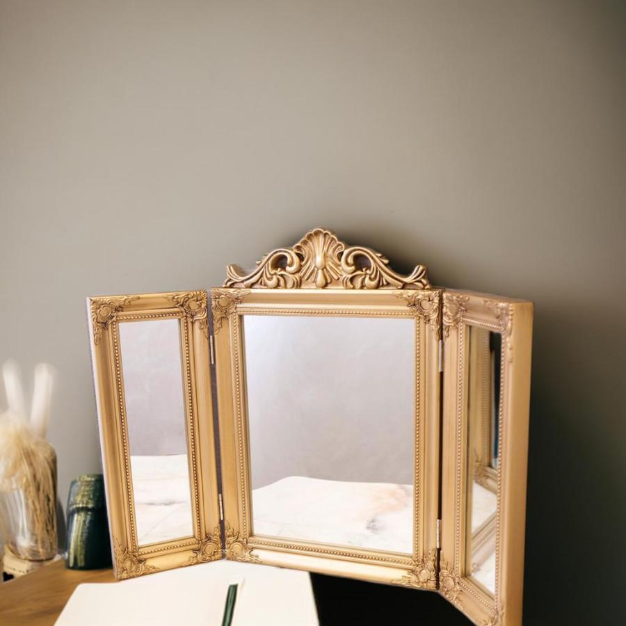 ロココ調卓上3面ミラー三面鏡ヨーロピアンアンティークテイスト