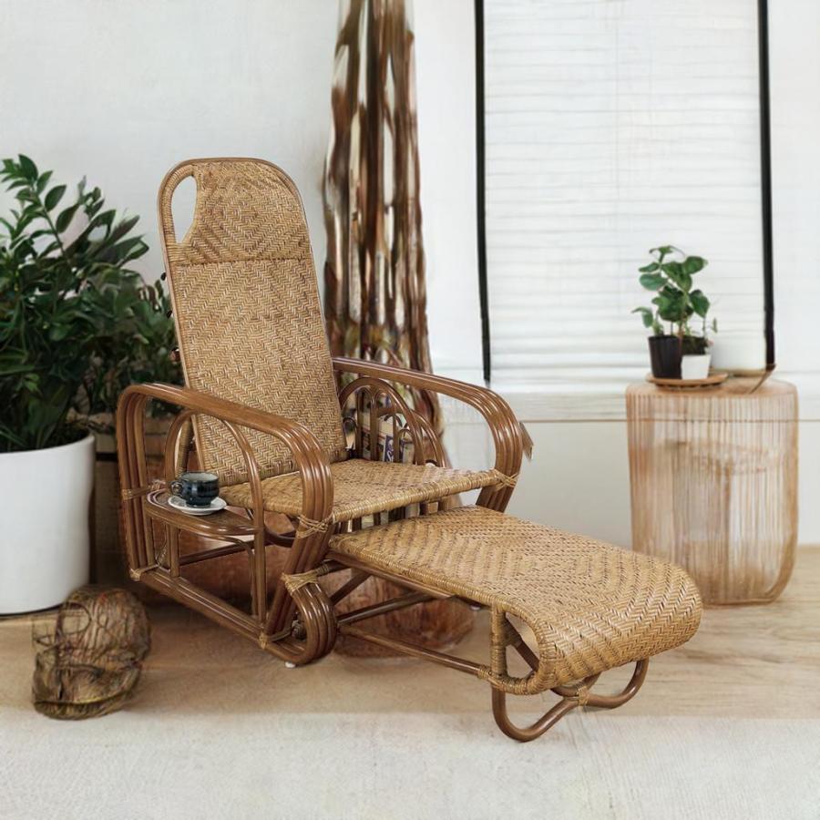 籐 ラタン rattan 寝椅子 シェーズロング リクライニング チェア