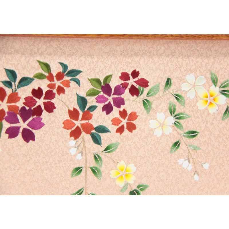 アウトレット品 雛人形屏風単品 10号三月屏風 欅塗刺繍金彩枝垂桜