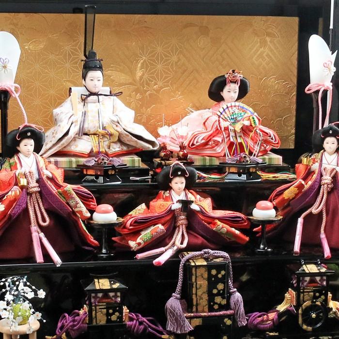 ひなせい 雛人形 コンパクト おしゃれ 「小桃」 三段飾り 五人飾り