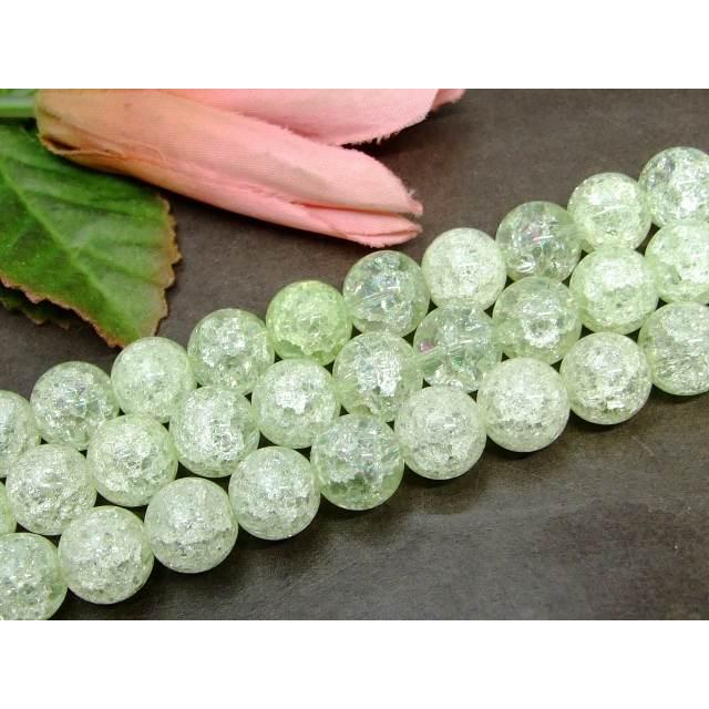 人工石 g3-1607E グリーン クラック水晶 12mm 爆裂 クラック クォーツ