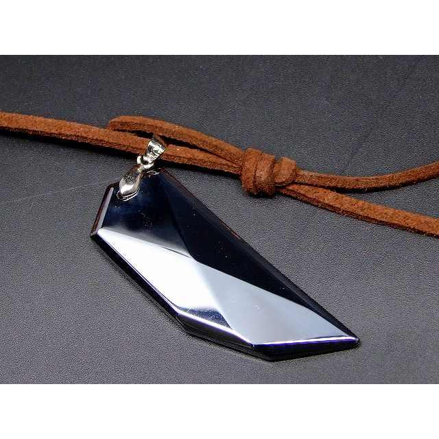 天然石 g3-1718E テラヘルツ鉱石 ネックレス 50mm×18mm AAA オオカミの