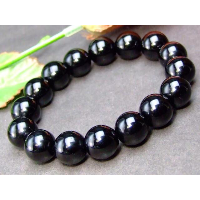 g3-112D モリオン 黒水晶 12mm A ブレスレット 内径調整可能 鑑別済