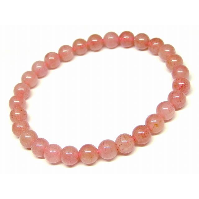 31432 ストロベリークォーツ 苺水晶 6mm A ブレスレット 内径17cm