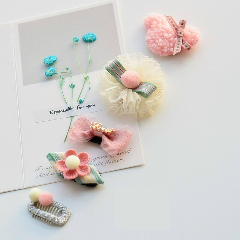 リボン ベビー ヘアアクセサリー ヘアクリップ パッチン止め 5個