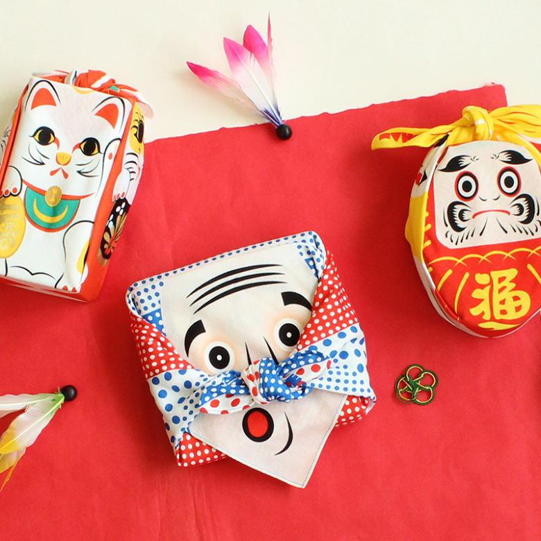 風呂敷 48 福コチャエ 【帯付】和柄 (富士山 おかめ・ひょっとこ