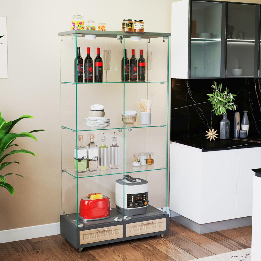 ガラス収納キャビネット コレクションケース 4段 ハイタイプ 飾り棚