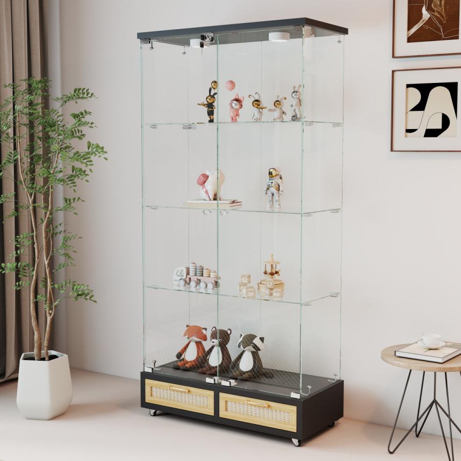 ガラス収納キャビネット コレクションケース 4段 ハイタイプ 飾り棚