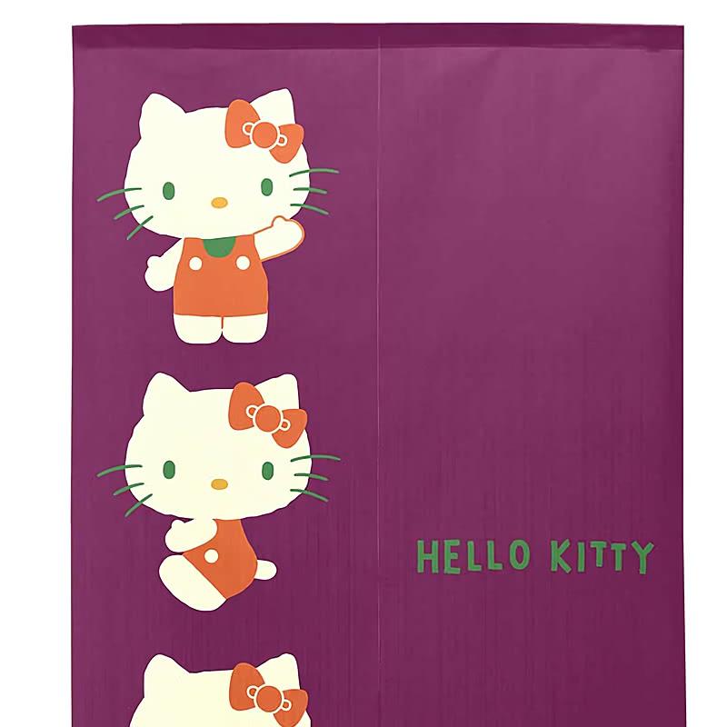 ハローキティ ハローキティのれん レトロカラー 紫 85×150cm ロング