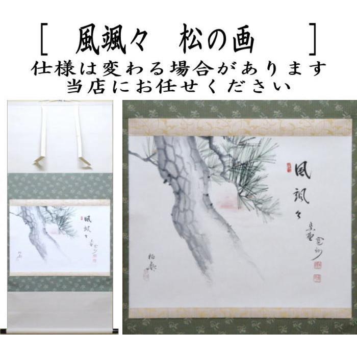 茶道具 掛軸 掛け軸 横軸画賛 風颯々 松風颯々声 長谷川寛州筆 松の画