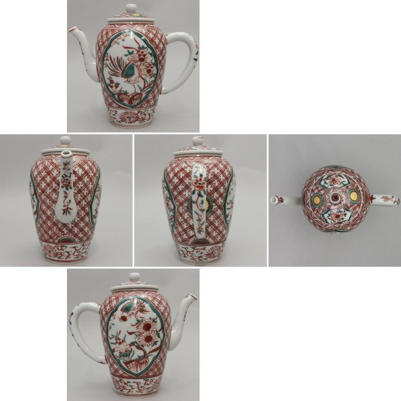 煎茶道具 水注 水次 京焼き 赤絵 花鳥 高野昭阿弥作 茶道 : 茶道具