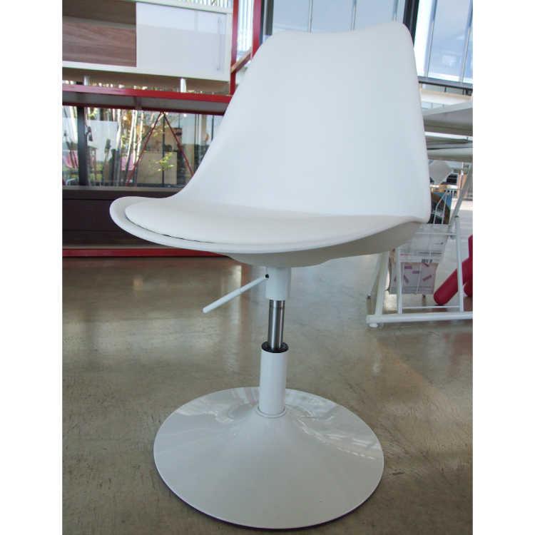 ダイニングチェア 昇降 高さ調節 白 ホワイト 360度回転 ガス圧昇降式