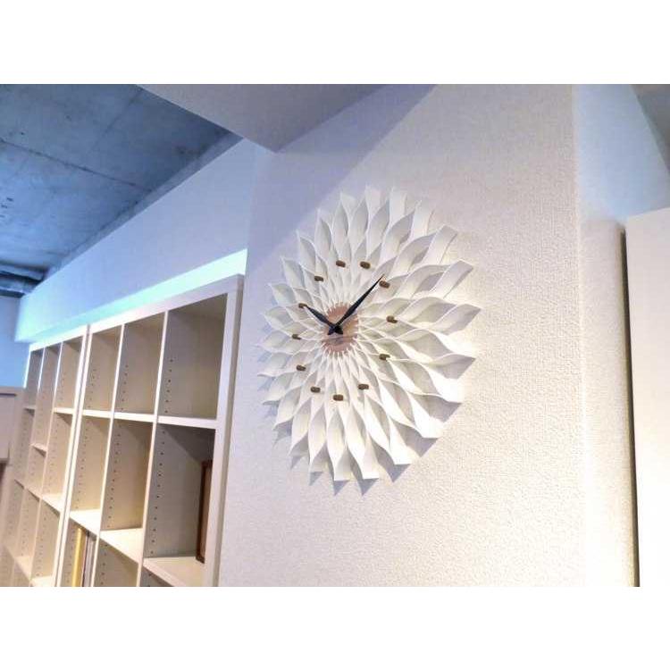 壁掛け時計 フラワー お花 可愛い ナチュラル 上品 北欧 ダリア