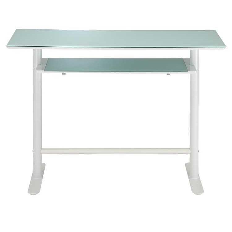 カウンターテーブル 白 ホワイト 幅120cm ガラス製 棚付 収納付