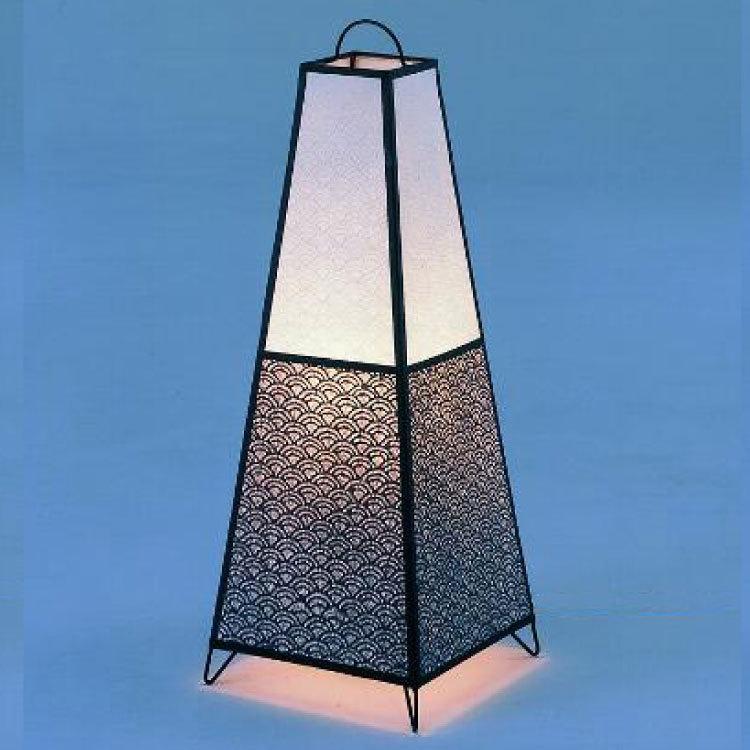 フロアライト おしゃれ 白黒 和モダン 三角形 透かし和紙 伝統的