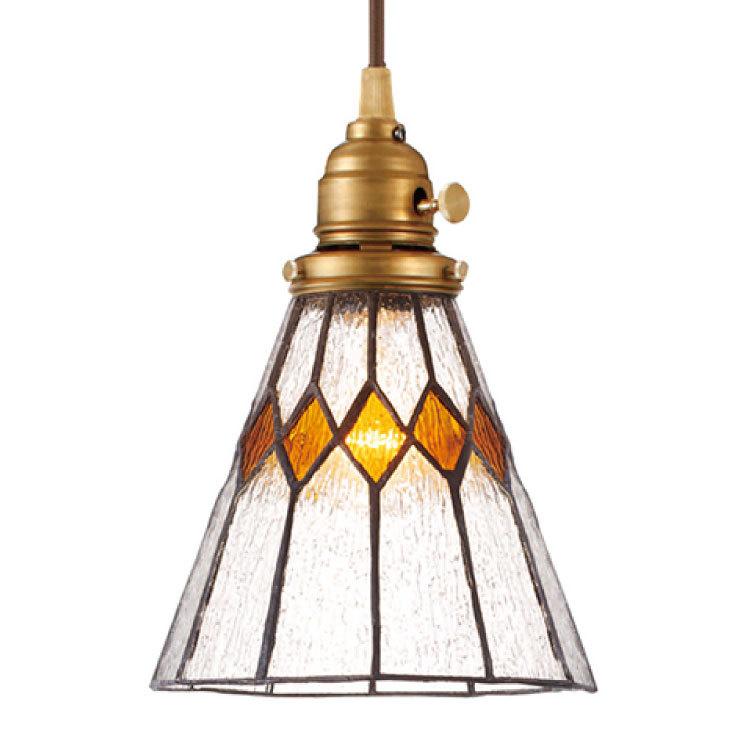 ペンダントライト ステンドガラス 1灯 オレンジ ホワイト レトロ 和