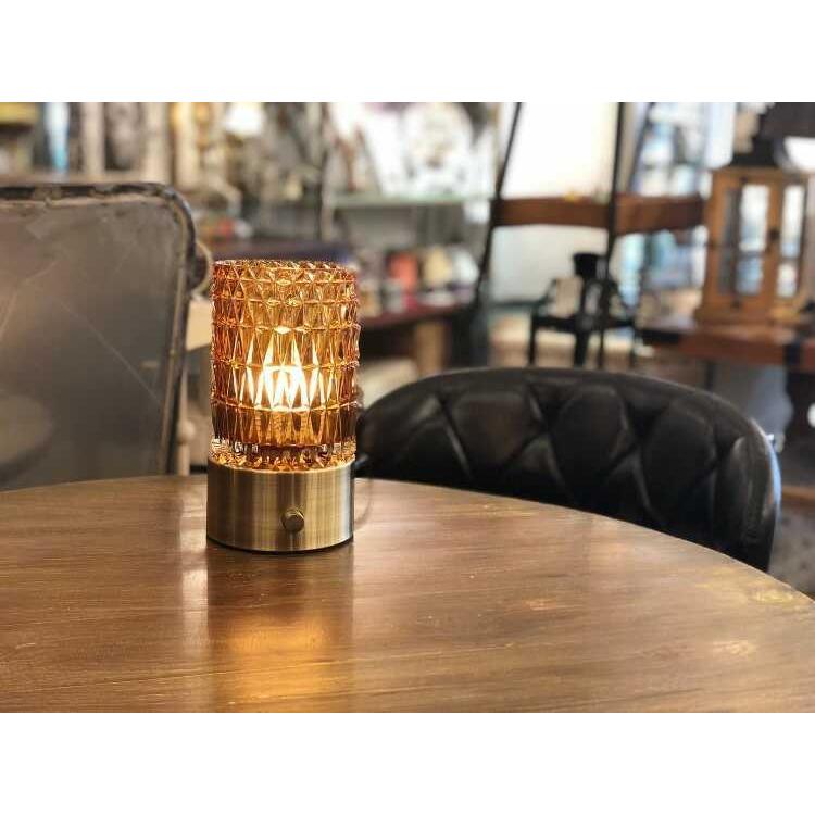テーブルランプ 卓上ライト 円筒型 レトロ アンティーク ガラス
