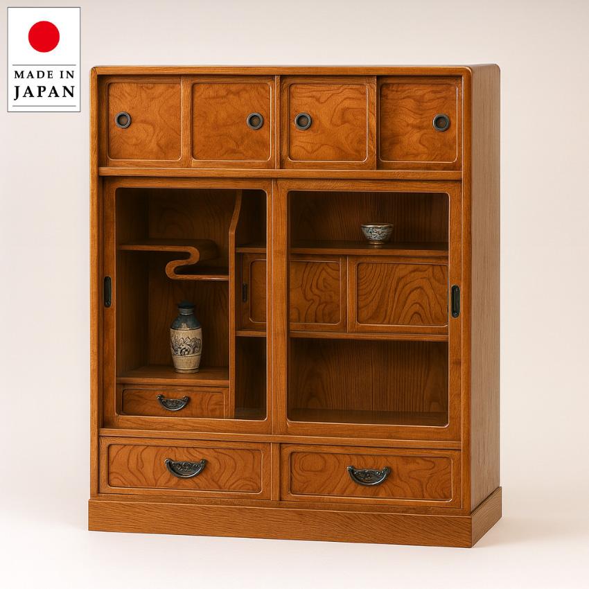 茶タンス 欅 茶箪笥 和風 茶ダンス 茶棚 リビングボード 完成品 食器棚