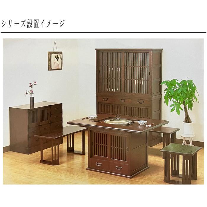 膳戸棚 欅 無垢 食器棚 完成品 食器戸棚 引き戸 水屋箪笥 和風 和茶棚