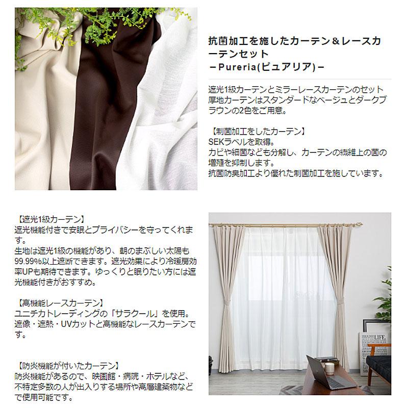 友安製作所 カーテン 遮光 4枚組 1級 2級 ミラーレースカーテン セット