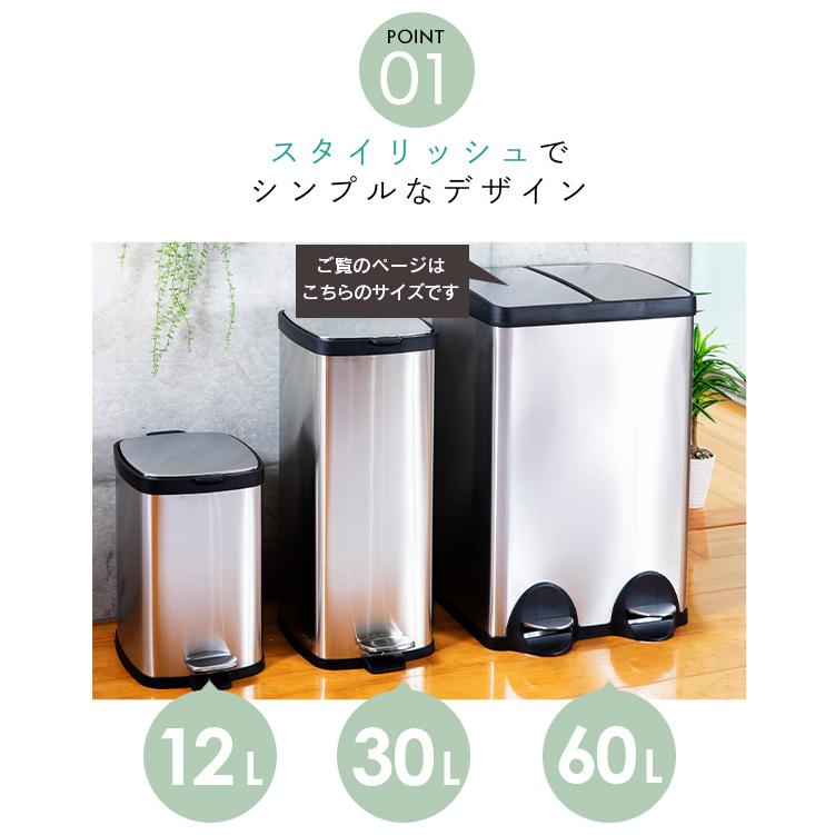 ゴミ箱 分別 キッチン 大容量 ステンレス 60L おしゃれ ごみ箱