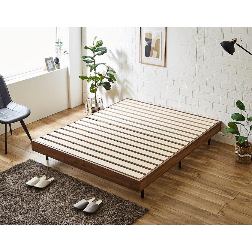 すのこベッド ベッドフレームのみ クイーン 木製 ヘッドレスベッド