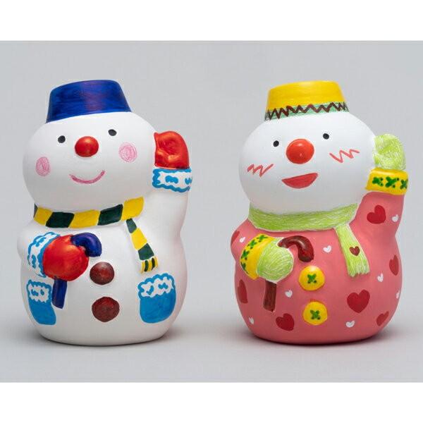 お絵描き陶器 クリスマス スノーマン KT-4 絵付け お絵かき貯金箱 1個