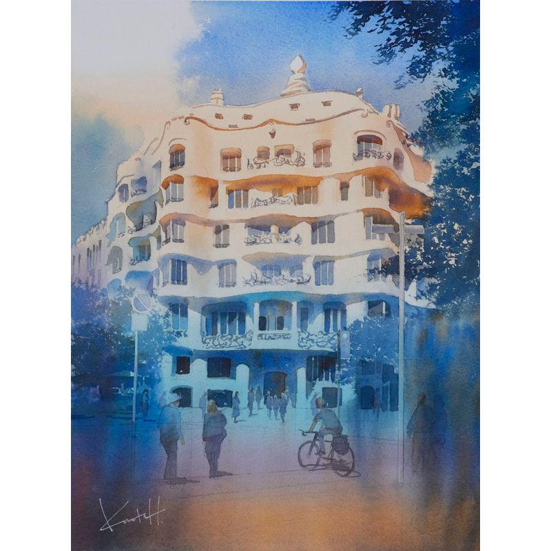 春崎幹太 「街角」 水彩6号大（37.5×28.5cm） 額付き : 一枚の繪Yahoo