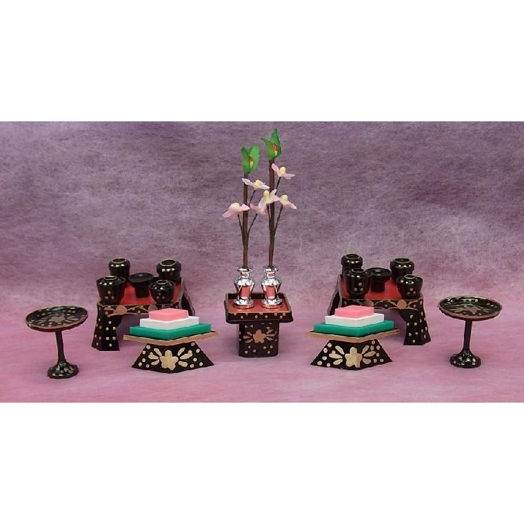 盛上 膳揃い 丁足型 4.5cm 雛人形 雛用 ミニサイズ 雛道具 三宝 菱台