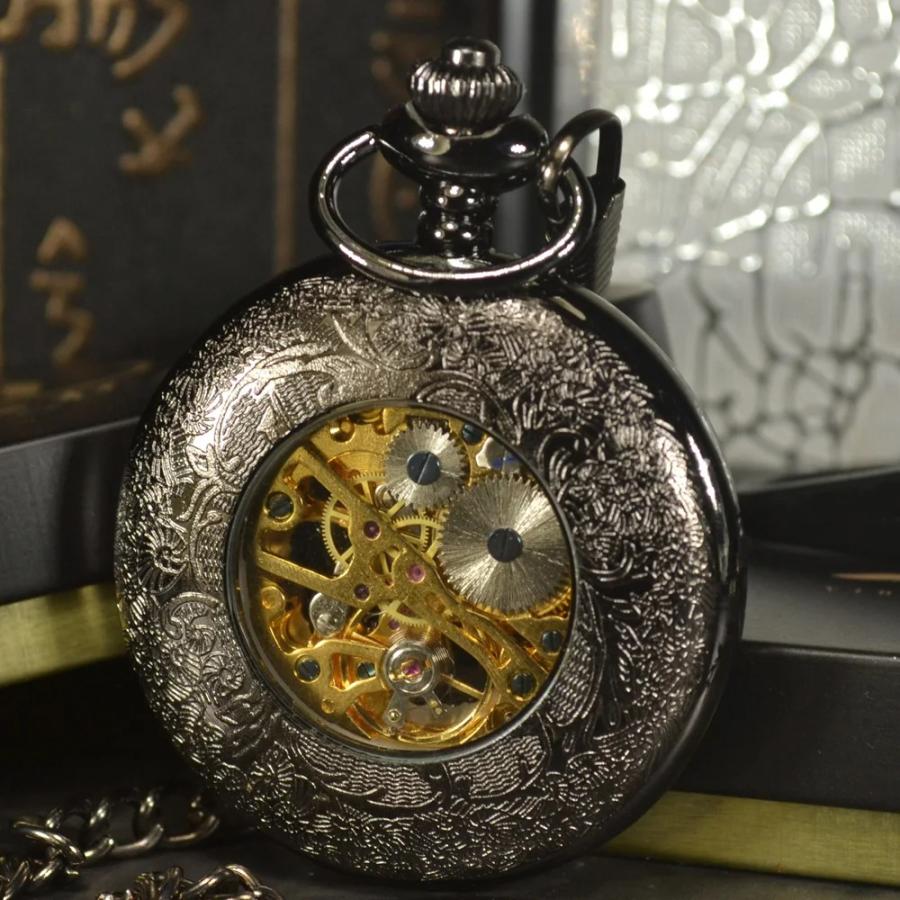 懐中時計 高級 手巻き スチームパンク スケルトン 機械式 アンティーク