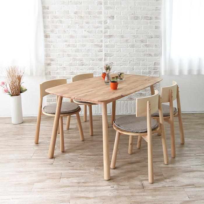 ダイニングテーブルセット 4人掛け 北欧風 5点 おしゃれ 木製 無垢