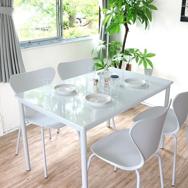 ダイニングテーブルセット 4人掛け ホワイト 5点セット 白 鏡面 艶あり